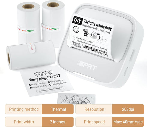 S1 S2 M02 T02 (57x29mm, 3.5m/Roll) iDPRT Mini Thermal Sticker Paper - for Most Instant Cameras and Label Printer