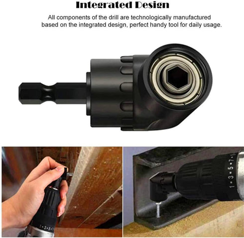 Right Angle Drill Adaptor,4-in-1 Impact Drill Bit Extension,360 Rotatable 1/4 3/8 1/2" Impact Grade Socket Adapter Set,105 Degree Angle Screwdriver Drill Bit for Household Workplace Industry by CIGOTU