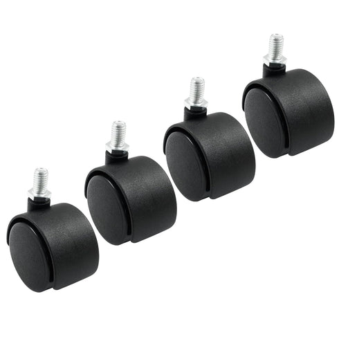 4pcs 1.5 Inch Swivel Caster Wheels, Black Nylon M8 Threaded Stem, Heavy Duty Replacement for Furniture