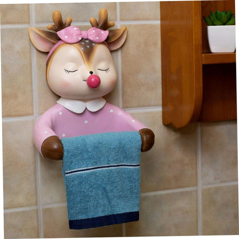 Deer-Themed Wall-Mounted Tissue Holder for Bathroom - Space-Saving Design