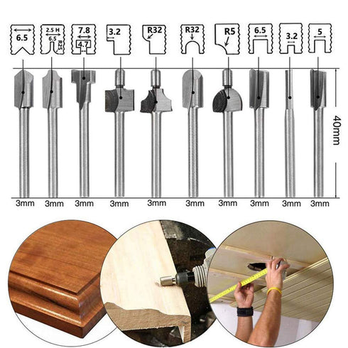 HSS Router Dremel Bits Set, 1/8"(3mm) Shank for Power Rotary Tools, DIY Woodworking Accessories