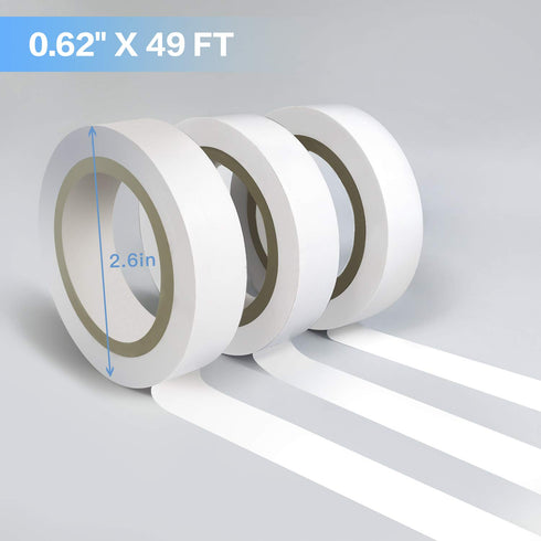 Wapodeai 3PCS White Electrical Tape, Premium Waterproof, Flame Retardant, High Temperature Resistance, 0.62 in X 49 ft