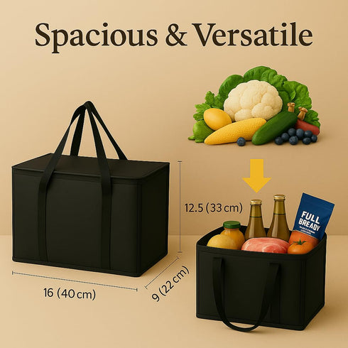 4-Pack musbus insulated trunk organizer car cooler bag Food Insulated Grocery shopping bags, Black