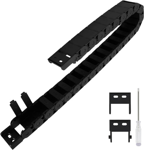 R28/38 Black Plastic Cable Wire Carrier Drag Chain, 15mm x 30mm (Inner H x Inner W), 1M Length for CNC with End