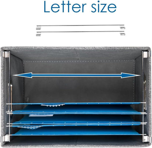 PRANDOM File Organizer Box, Set of 1 Collapsible Decorative Linen Filing Storage, Hanging File Folders with Lids