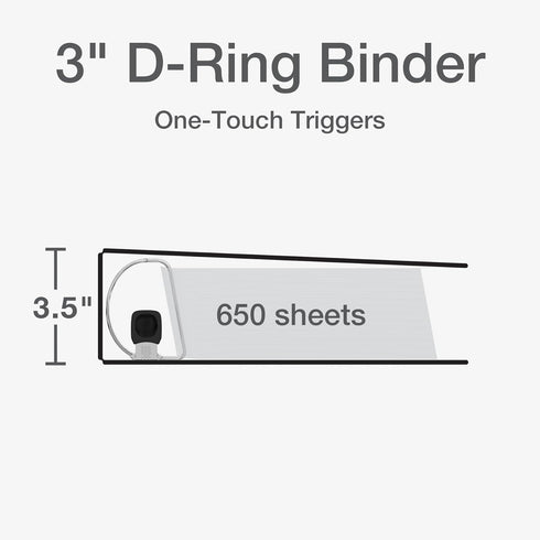Cardinal 3 Ring Binder (10331) - Durable 3 Inch Premier Easy Open Binder, ONE-Touch Slant-D Rings, 650-Sheet Capacity,