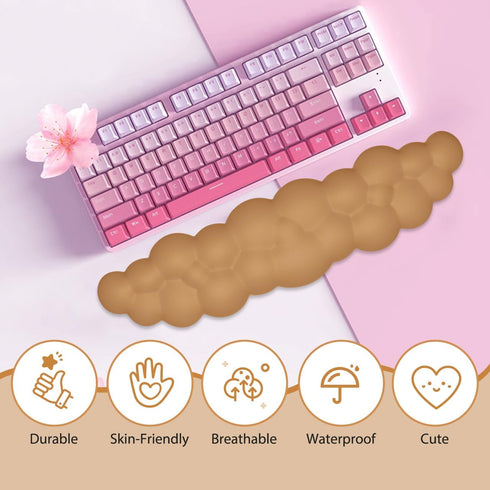 JIKIOU Upgrade Leather Cloud Keyboard Wrist Rest, Comfortable Memory Foam with Non-Slip PU Base for Gaming