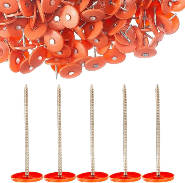 50 Pack - 3 Inch Round Plastic Cap Nail Roofing Nails Galvanized for House Wrap Fastening