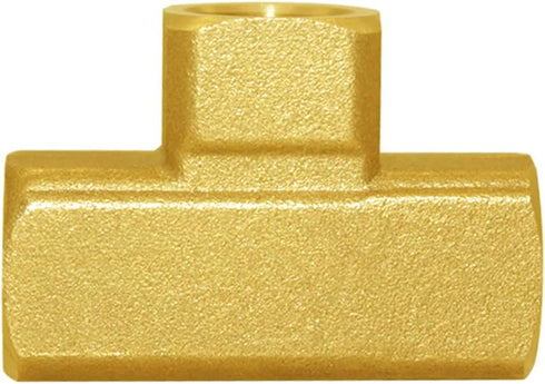 Joywayus Brass Pipe Fitting Barstock Tee, 3 Way 1/4" NPT Female Hose Fitting, Pack of 2