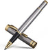 BEILUNER Silver Chrome Ballpoint Pen with Golden Trim, Best Gift Set for Men & Women, 0.5mm Extra Black Refill