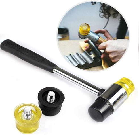 Rubber Mallet Hammer, Non-Marking Steel Pipe Mallet with Non-Slip Rubber Handle for DIY Projects, Crafts, Woodworking