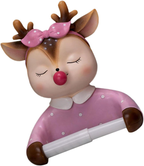Balacoo Cartoon Wall-Mounted Roll Paper Shelf Lovely Deer Tissue Rack Bathroom Storage