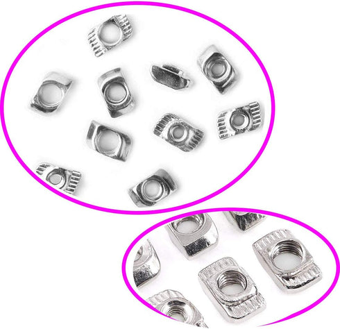 Socell 180Pcs 2020 Series T Nuts, M3 M4 M5 T Slot Nut Hammer Head Fastener Kit, Nickel Plated
