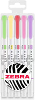Zebra Mildliner Creative Marker Highlighter Pens, Double Ended, Chisel & Bullet Tip, Wallet Set of 5