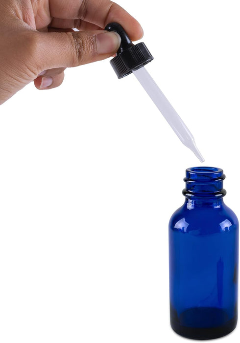 Super Z Outlet Glass Bottles with Glass Eye Dropper, 1oz, for Essential Oils, 6 Pack, Cobalt Blue
