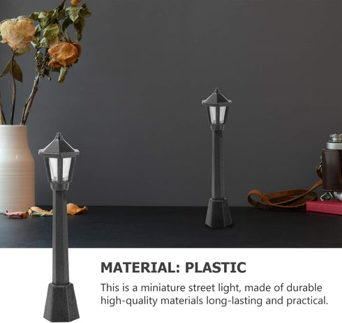 SEWACC Mini Street Light Models, 6pcs Miniature Street Lamp Decorative Pathway Lantern Post for Doll House Micro