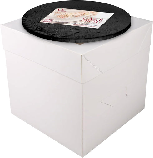 Cakebon 1-Pack Cake Boxes with Cake Drums (Black, 8 inch) for Birthdays, Weddings, and Christmas Parties - 8 Inch Cake
