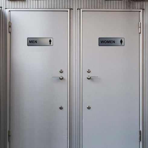 Standard Men Women Restroom Sign - Large Brushed Gold - 1 Set (2 pcs)