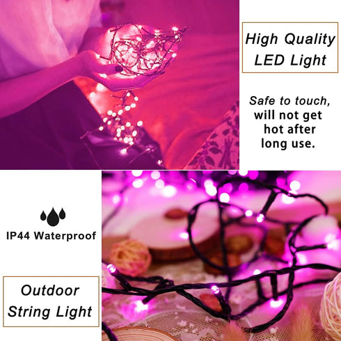 200 66 8 Pooqla Pink String Lights, LED ft Pink Lights Valentines Day Decorations, Modes Pink Fairy Light Plug