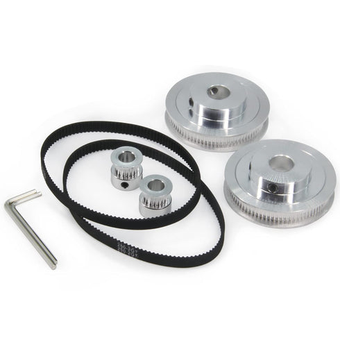 Zeelo 2PCS Set GT2 Synchronous Wheel, 20&80 Teeth 12mm Bore Aluminum Timing Pulley with 250mm Belt