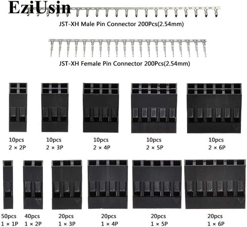 CHENBO 620pcs 2.54mm/0.1" Wire Jumper Cable Pin Header Connector Housing Assortment Kit with Male Female Crimp Pins.