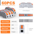 60pcs Lever Wire Connectors Push-in, 1 to 1 Inline Electrical Wire Connector, Lever Nuts Wire Connectors Quick Connect Splice Wire Connectors