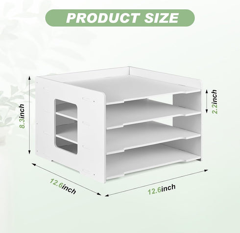Juexica 2 Pack Scrapbook Paper Organizer, 12.6 x 12.6 x 8.3 Inches, 4 Tier File Organizer for Desk, Stackable Paper