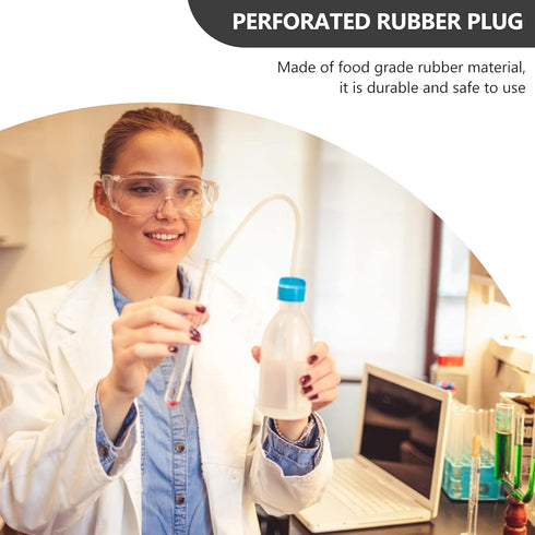 Hemobllo Rubber Stoppers, Drilled Rubber Stopper for Glass Bottle, Flask Stopper for Experiment (15Pcs)