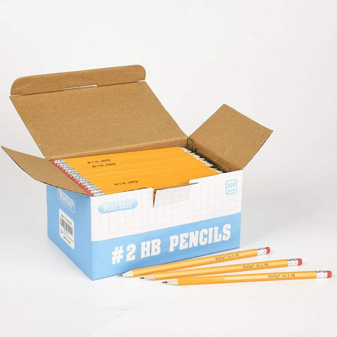 Wood-Cased #2 HB Pencils, Pre-sharpened, 200 Count Bulk Pack by Rarlan