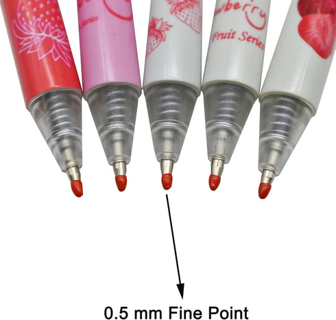 Maydahui 12PCS Strawberry Gel Pens - Cute Fruit Pen - Black Ink for Girls School Party