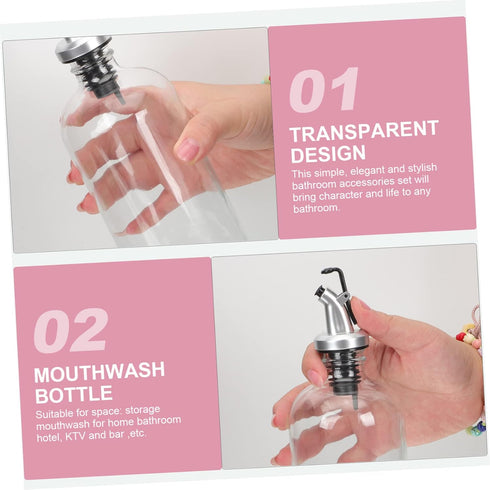 Set Mouthwash Dispenser with Reusable Glass Cups Bottles and Funnel Eco-friendly Bathroom Supplies for All Ages