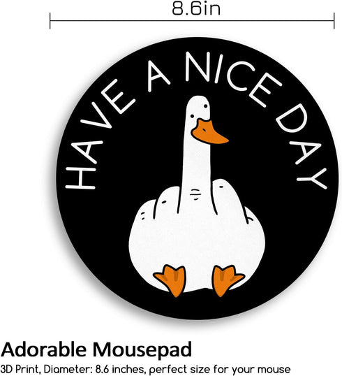 Funny Duck Work Mouse Pad - Small Round Mouse Pads for Desk, Mini Travel Mousepad for Wireless Computer Laptop, Office