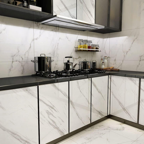 YENHOME Peel and Stick Contact Paper, Waterproof Marble Wallpaper, Self-Adhesive White Contact Paper for Cabinets
