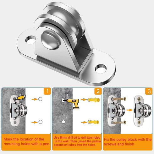 Small Pulley Block: Silent Single Pulley Block, 304 Stainless Steel Super Silent Detachable Duplex Bearing for DIY Kits