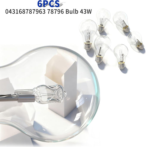 DZQPPC 043168787963 78796 Bulbs 43 120V A19 E26 6-Pack Halogen Light Watt Types Thread for Types in Table Lamps