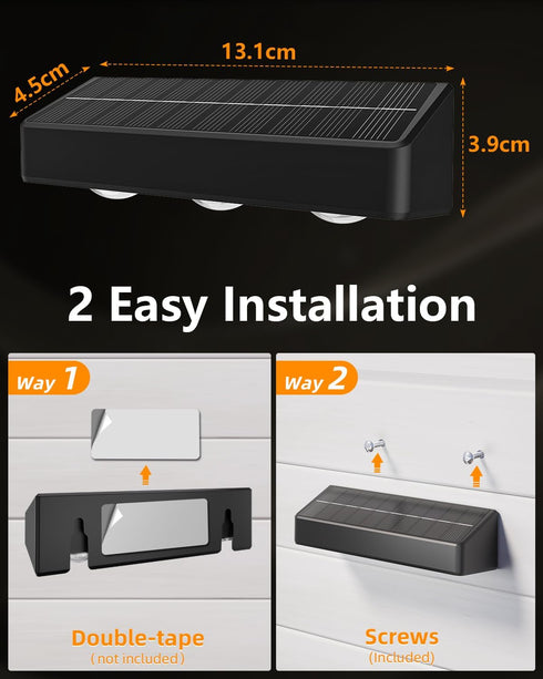 4 Pack, 9 IP65 JOFIOS Solar Fence Lights Outdoor, Fixed Colors Color Changing Fence Lights Solar Powered Waterproof