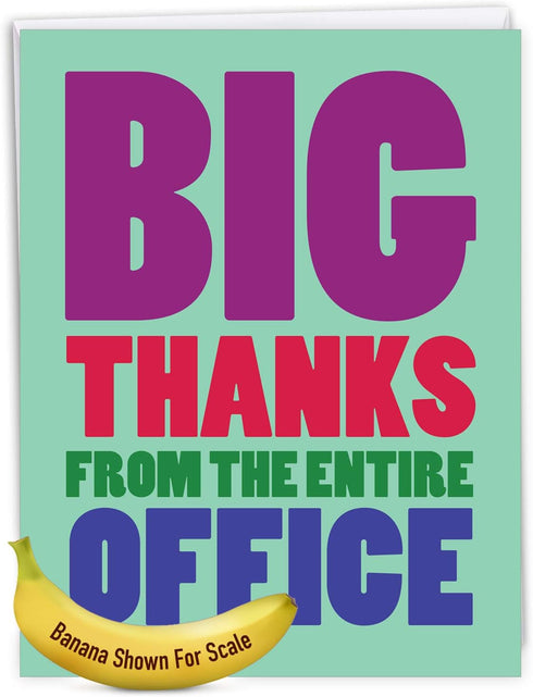 NobleWorks Big Thanks From The Office - Boss Coworker Thank You Greeting Card with Envelope, Extra Large 8.5 x 11 Inch
