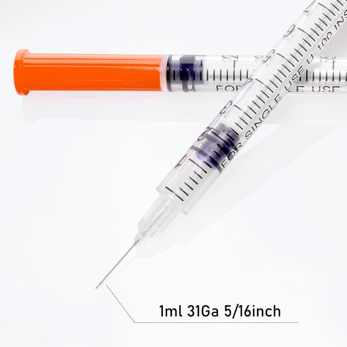 U-100 1ml 31 5/16" Packed 100 PACK Gauge Syringe, Individually