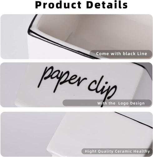 ONTUBE Farmhouse Paper Clip Holders, Dispenser Organizer for Desk, 3-Inch White