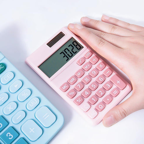 Basic Standard Calculators, Small Digital Desktop with 8-Digit LCD Display, Battery Solar Power for Kids Home School
