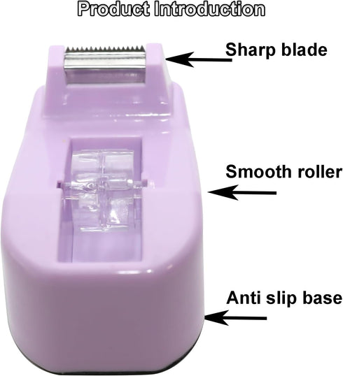 SHOIKOM Stylish Desktop Tape Dispenser, Cute Office Tape Dispenser with Non-Skid Base, Macaron Purple
