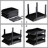 Leather Desk Organizer, Thipoten 3-Tier Stackable Letter Tray Holder for Office Supplies, Black-3Tiers