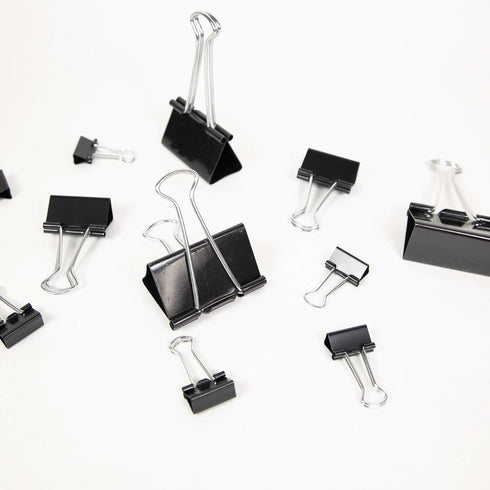 BAZIC Binder Clips Assorted Sizes, Small Medium Large Paper Clamps for Office School Supplies (12/Pack)