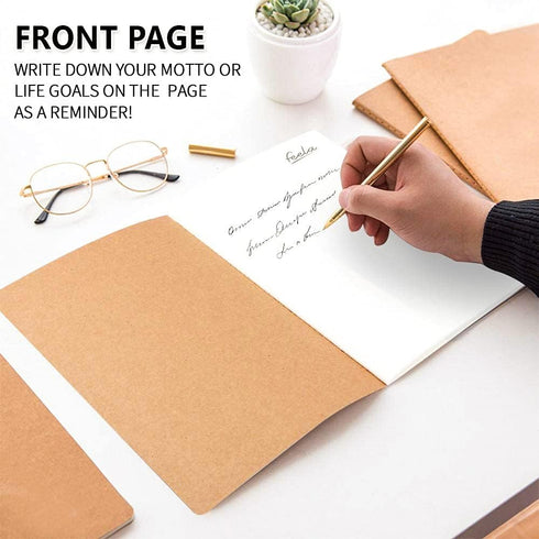 feela 8 Pack A5 Kraft Notebooks, 60 Lined Blank Pages, Soft Cover Journals for Women, Students, 8.3 x 5.5 in