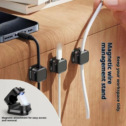 Ariettie 6 Pack Magnetic Cable Clips, Cord Organizer Holder Under Desk Cable Management Adhesive Wire Holder Keeper