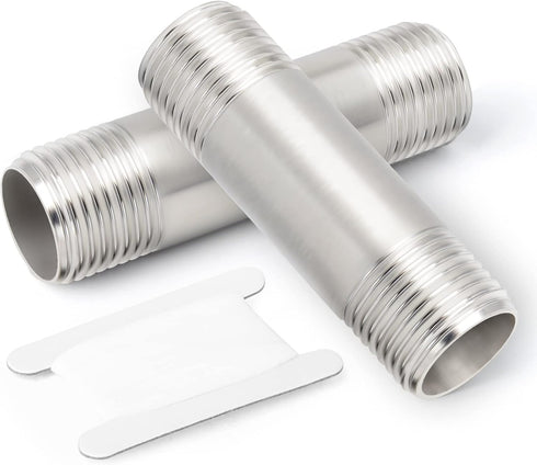 TAISHER 2Pcs Stainless Steel Pipe Fittings, 3/8" NPT Male Threaded, 2" Length