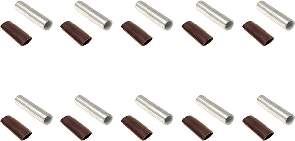 10 pcs 2/0 AWG Butt Splice Connector, Pure Copper Tin Coated Marine Grade Uninsulated by WindyNation