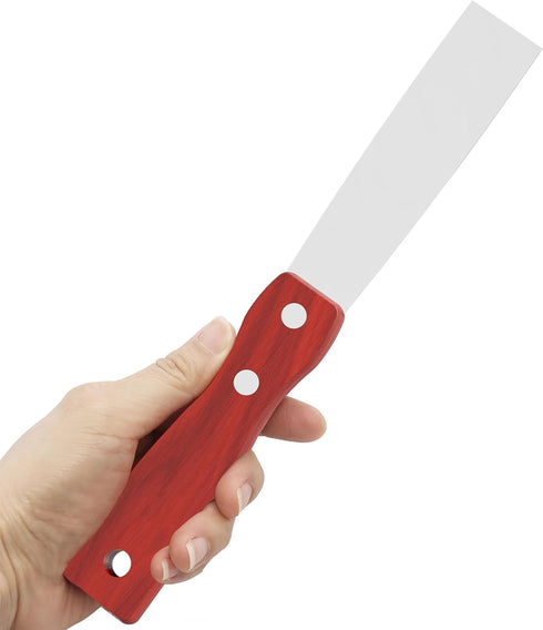 1 Inch Stainless Steel Putty Knife, Wooden Handle Scraper Tool for Drywall, Decals, and Painting