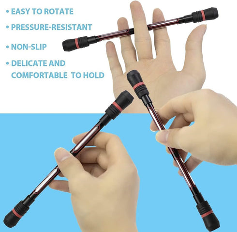XIANNV 4 Pcs Spinning Cool Pens, Stationery Set for Girls Boys Kids Teens, Black Ink, 0.5 mm