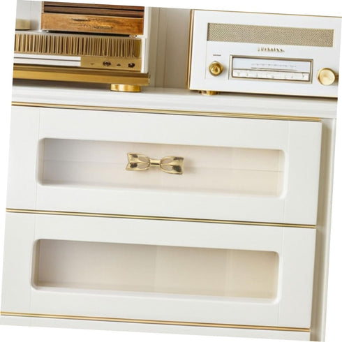 2sets ORFOFE Stylish Brass Bowknot Drawer Pulls Decorative Bow Dresser Knobs for Wardrobe Cabinet and Bedside Table